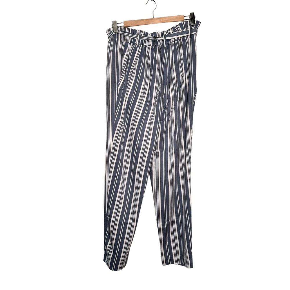 LOFT | Striped High Rise Paperbag Elastic Waist Tapered Pant Blue Size Medium - Picture 5 of 8
